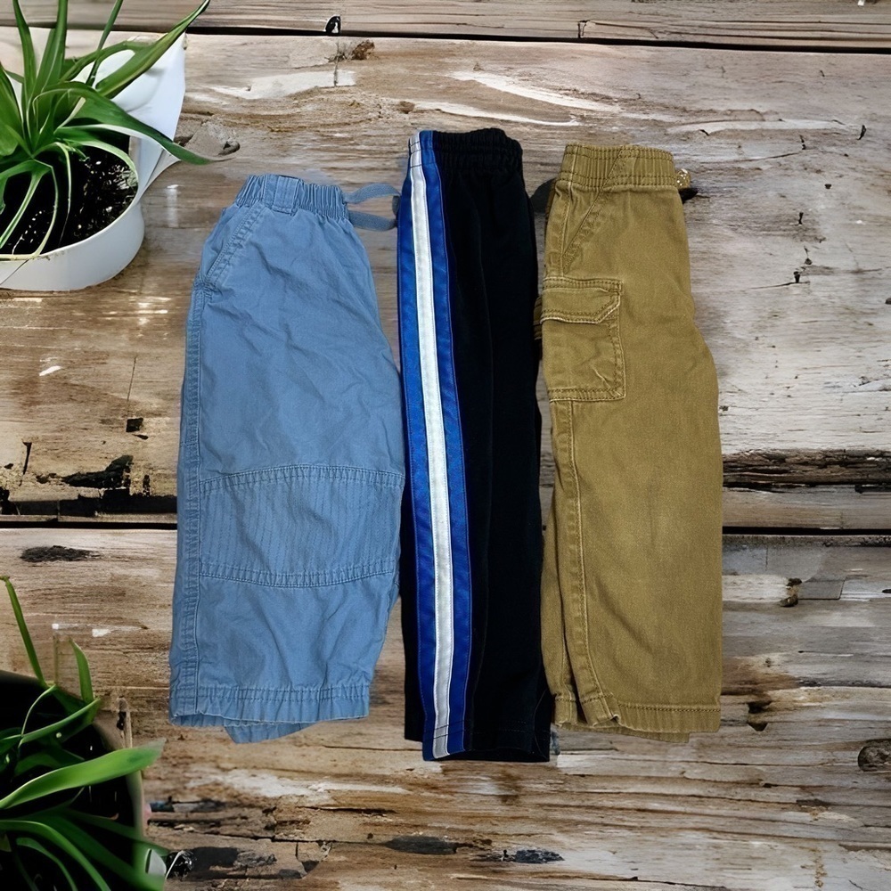 24 Month Pants Bundle Boy Jumping Beans Garanimals Tan Sweatpants Black Blue